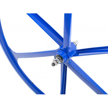 6-spaaks blauw spaakwiel