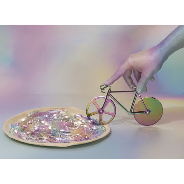 Iriserende fietspizzasnijder