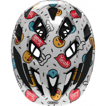Abus Smooty 2.0 Witte Smiley kinderfietshelm