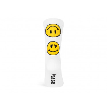 Paar PACIFIC & CO fietssokken - Smiley (wit)