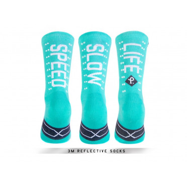 Paar PACIFIC & CO fietssokken - Speed ​​/ Slow Life (Turquoise)