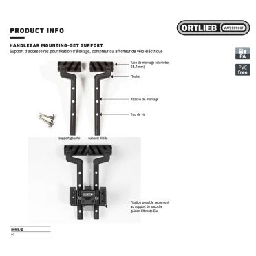 Multifunctionele adapter voor Ortlieb stuurmontageset