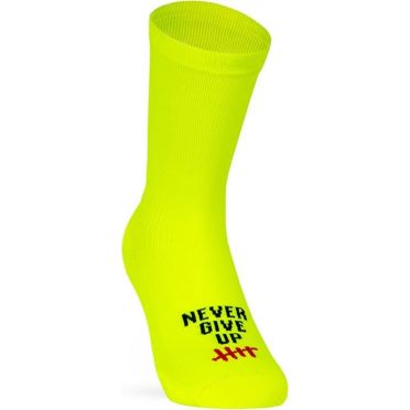 Paar Pacific & Co fietssokken - Don't Quit - Geel
