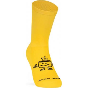 Paar Pacific & Co fietssokken - Coffee club - Geel