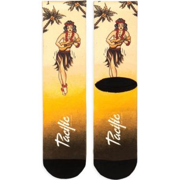 Paar Pacific & Co fietssokken - Hula girl - Geel