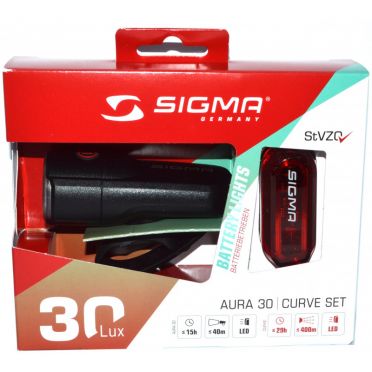 Sigma Aura 30 + Curve fietsverlichtingsset op batterijen