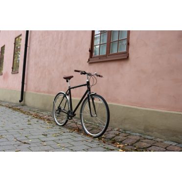 Stalhasten hybride dames zwarte fiets