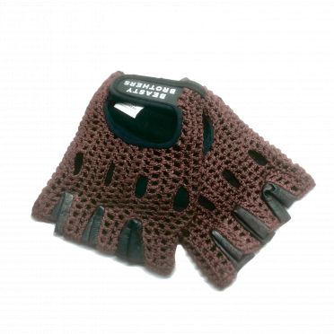 Beastybrothers Fietshandschoenen zwart-bruin leer-wol
