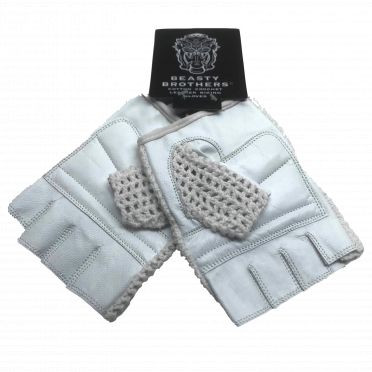 Beastybrothers Fietshandschoenen Wit leer-wol