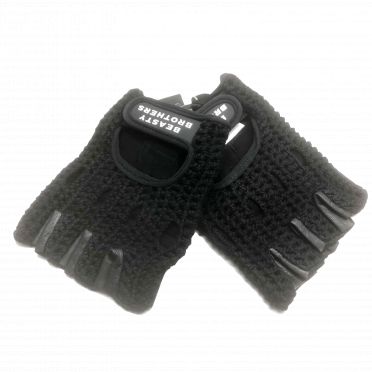 Beastybrothers Fietshandschoenen zwart leer-wol