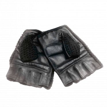 Beastybrothers Fietshandschoenen zwart leer-wol