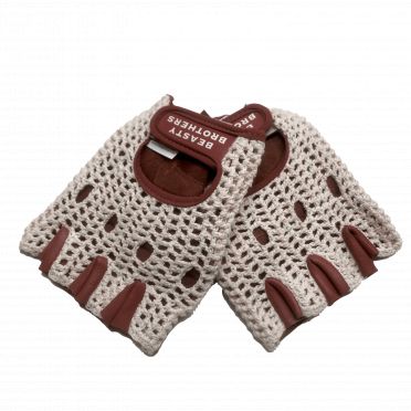 Beastybrothers Fietshandschoenen bruin-beige leer-wol