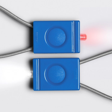 Paar blauwe Bookman fietslampen