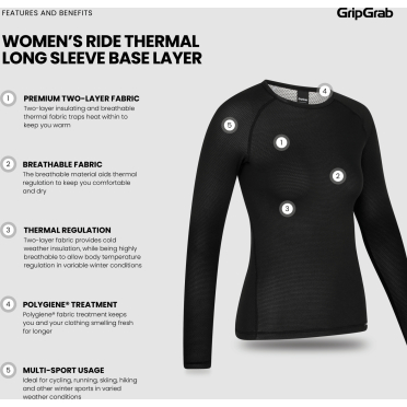 GripGrab Ride thermische fietsbasislaag voor dames met lange mouwen