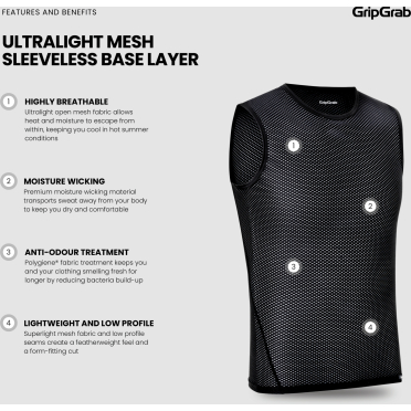 GripGrab ultralicht mesh mouwloos ondershirt, 3-pack
