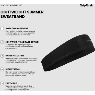 GripGrab lichtgewicht zomerfietshoofdband