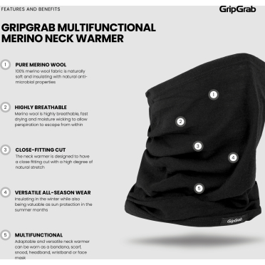 GripGrab multifunctionele merino fiets-nekwarmer