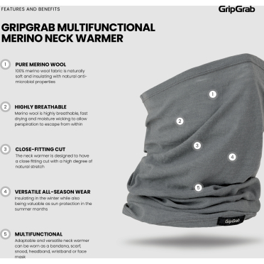 GripGrab multifunctionele merino fiets-nekwarmer