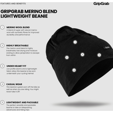 GripGrab lichtgewicht merino fietshoed