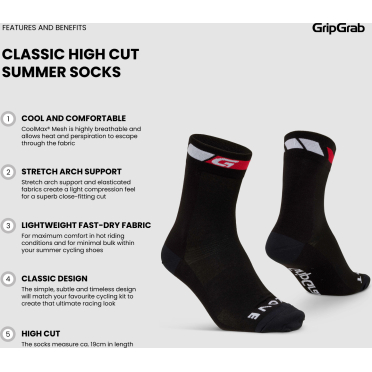 GripGrab Classic hoge zomerfietssokken