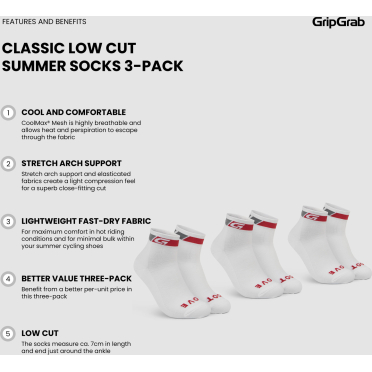 GripGrab Classic lage fietssokken, set van 3