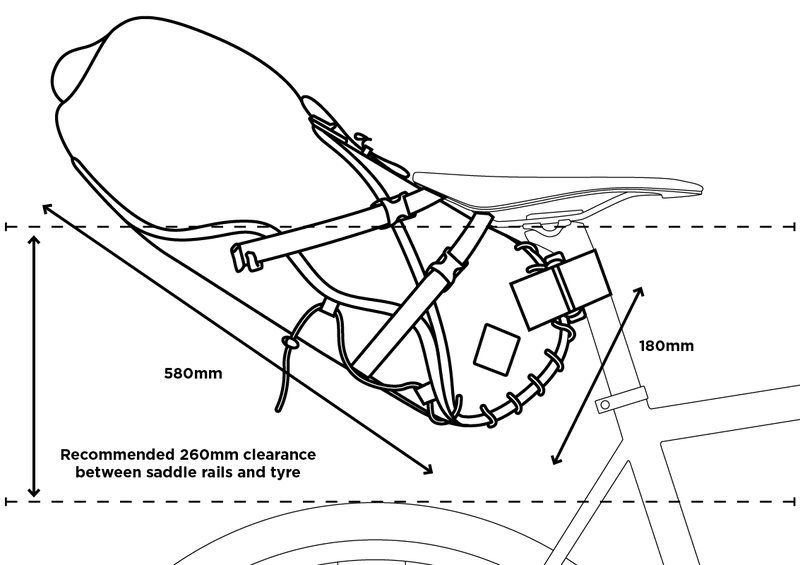 Guide des tailles sacoche de selle étanche Restrap 18L